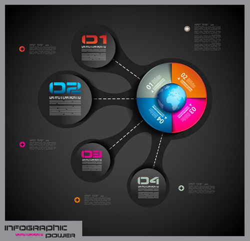 Dark style infographics business vector 25  