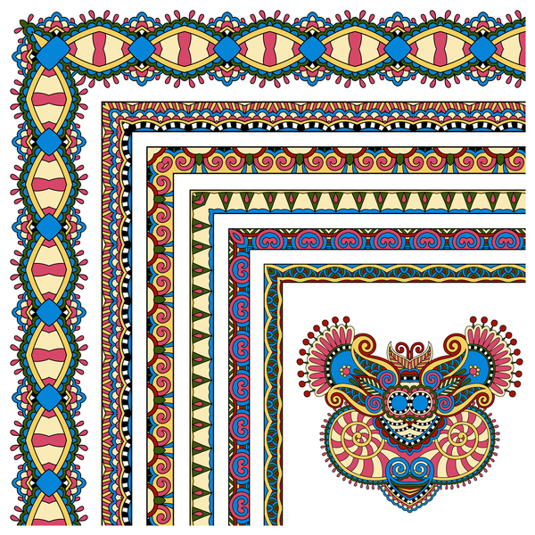 Frontière décorative coin styles ethniques vecteur 15  