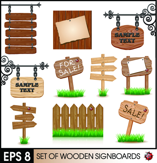 Different Wooden Signboards design vector  