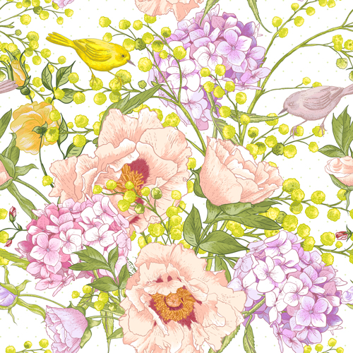 Drawing spring flower vector background art 02  