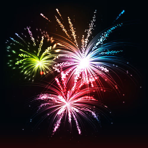 Multicolor Fireworks holiday vector 03  