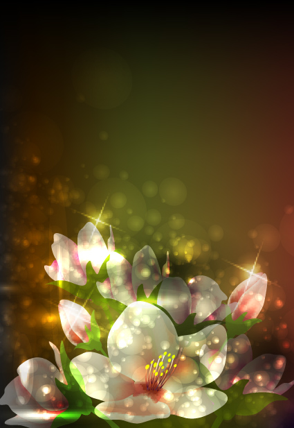 Elements of Glowing Flowers design vector 04  