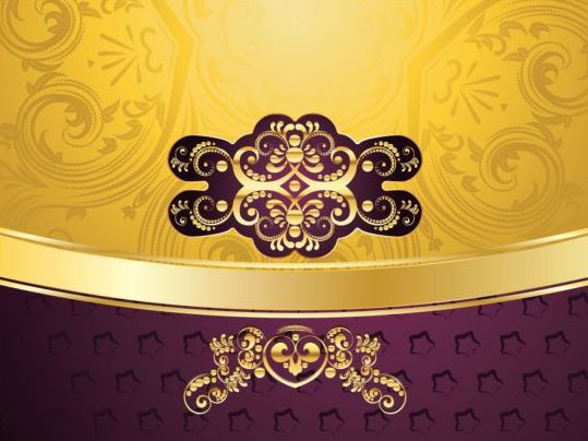 Gouden met paarse decoratieve achtergrond vector 06  