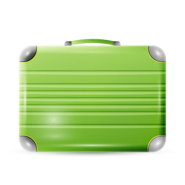 緑のポリカーボネートのスーツケース ベクトル素材 02  
