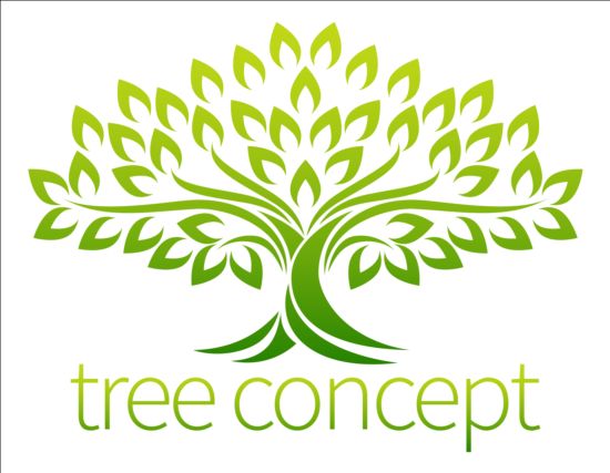 Зеленое дерево логотипы векторный графический 05  