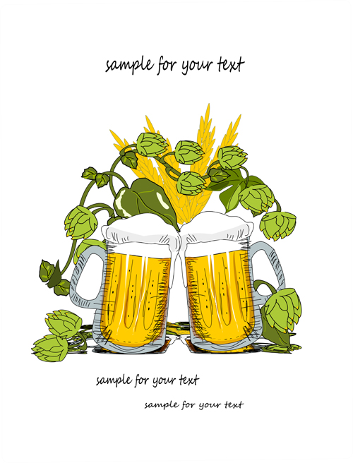 Hand drawn beer background vector 02  