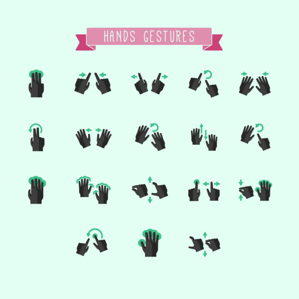 Hands gestures design vector material 02  