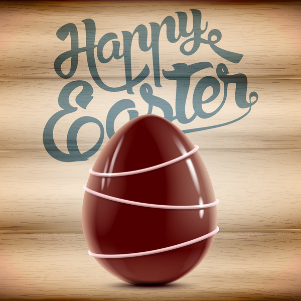 Happy Easter background with chocolate eggs vector 02  