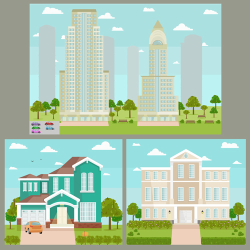 Houses concept flat template vector 08  