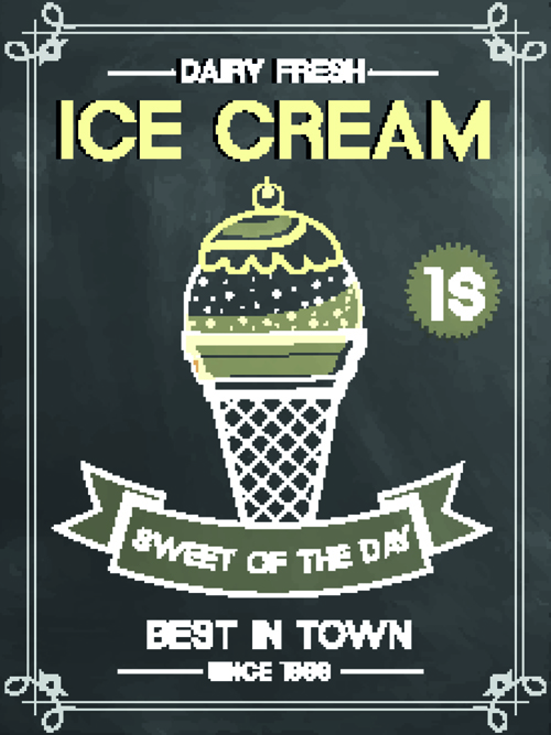 Ice cream vintage poster vector material 04  