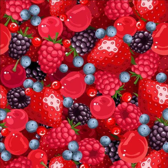 Сочные ягоды Бесшовные шаблон вектор 