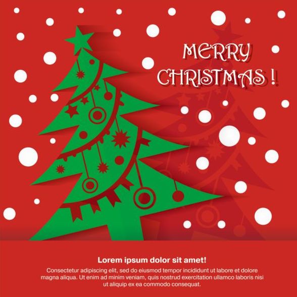 Merry christmas red greeting card vector  