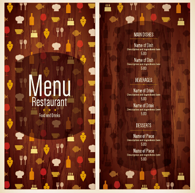 Modern restaurant menu cover and list vector 05  