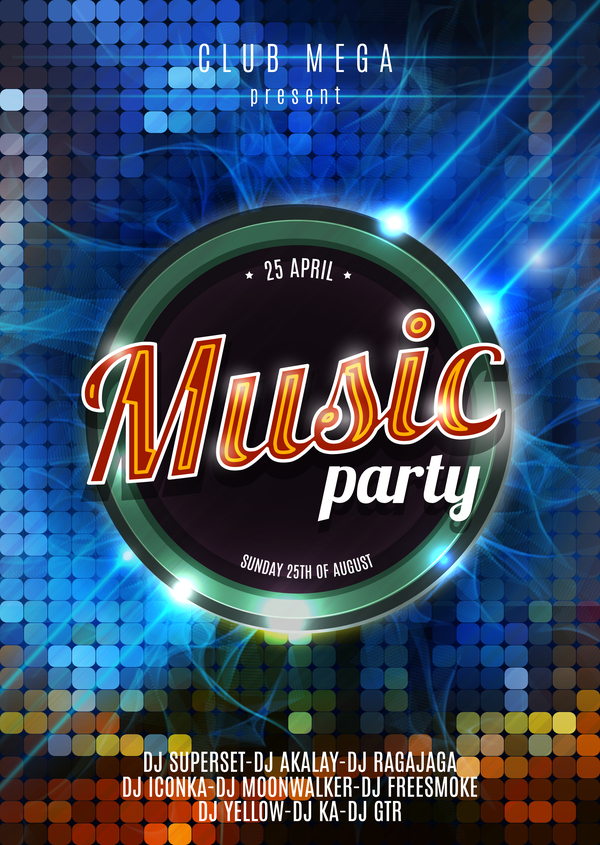 Music party flyer template modern design vector 02  