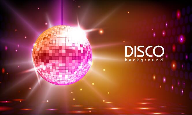 Neon-Ball mit Disco Hintergrund Vektor 01  