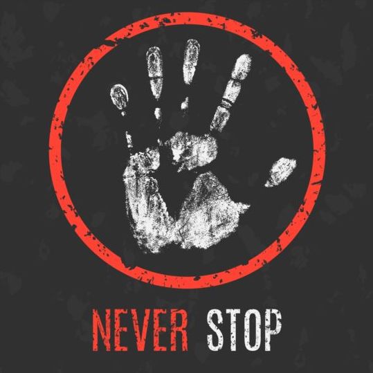 Never stop sign vector  