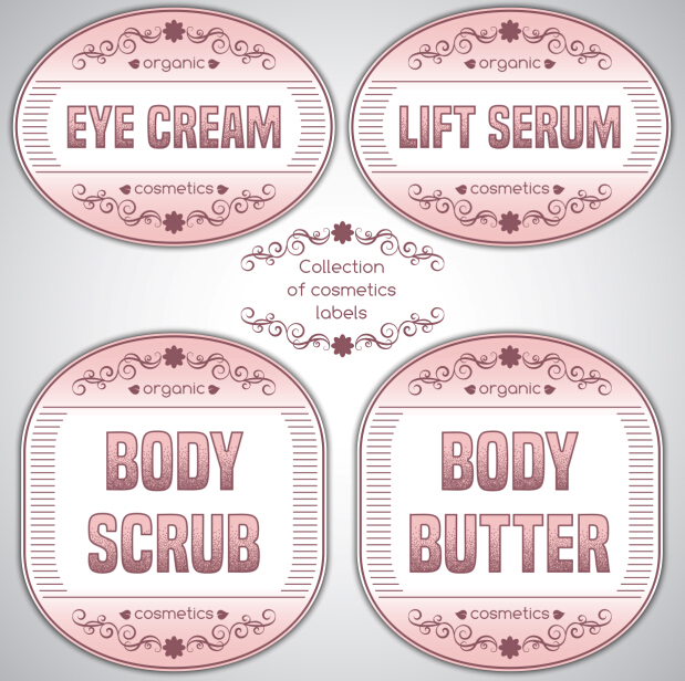 Pink cosmetics labels vector 04  