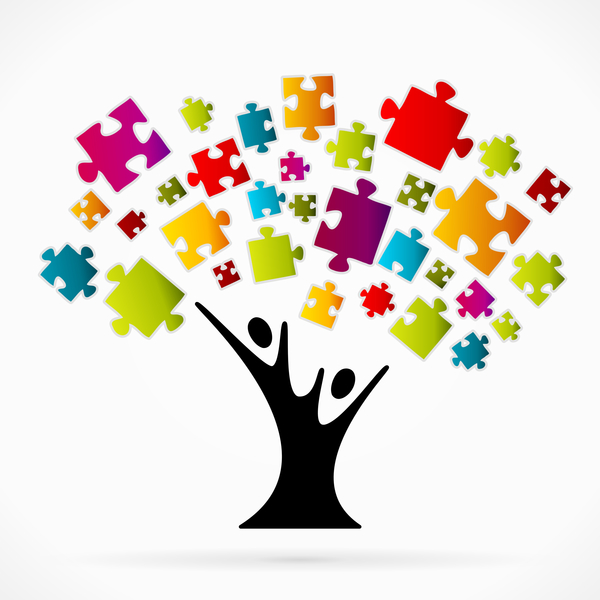 Puzzle Tree business modèle vecteur  