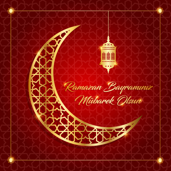 Ramazan-Hintergrund mit goldenem Mondvektor 11  