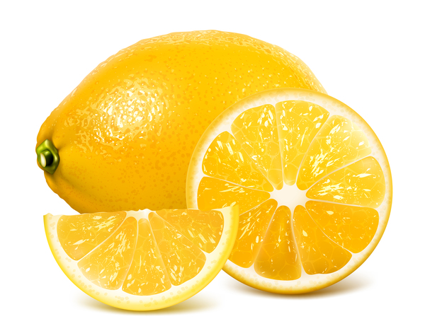 Realistic lemon with slice vector  