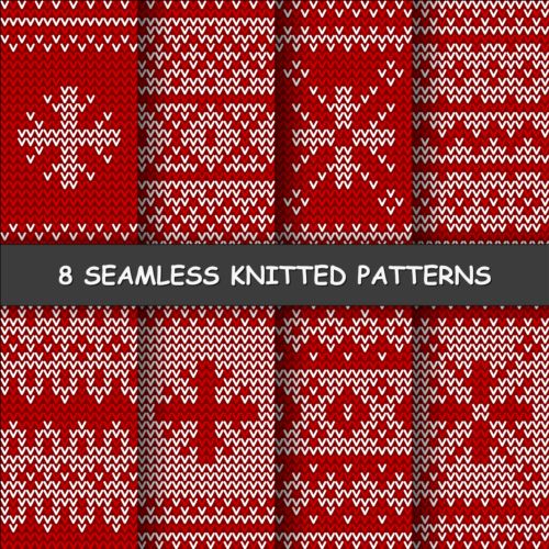 Red and white knitted pattern seamless vector 07  