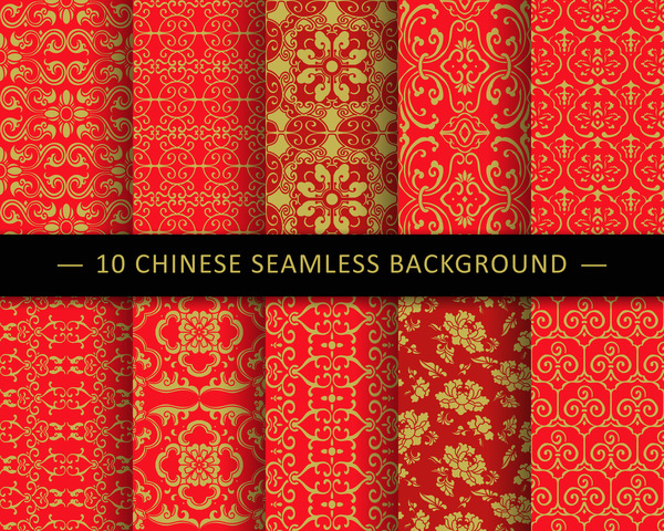 赤のシームレスなパターン中国スタイル ベクトル 05  