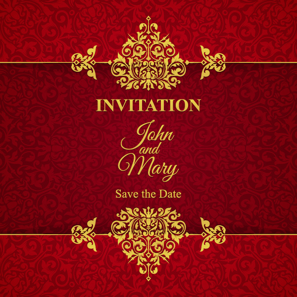 Red with golden invitation template vector 21  