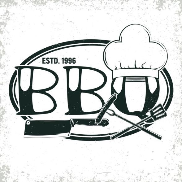 Retro barbecue labels with grunge background vector 03  