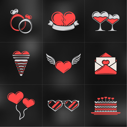 Romantic valentines day logos vector 05  