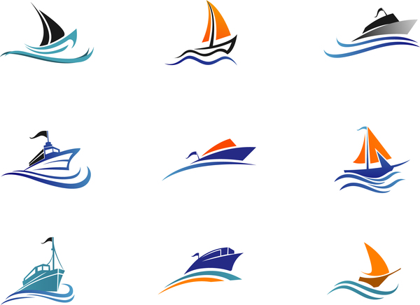 Vecteur de logos colorés de navire  