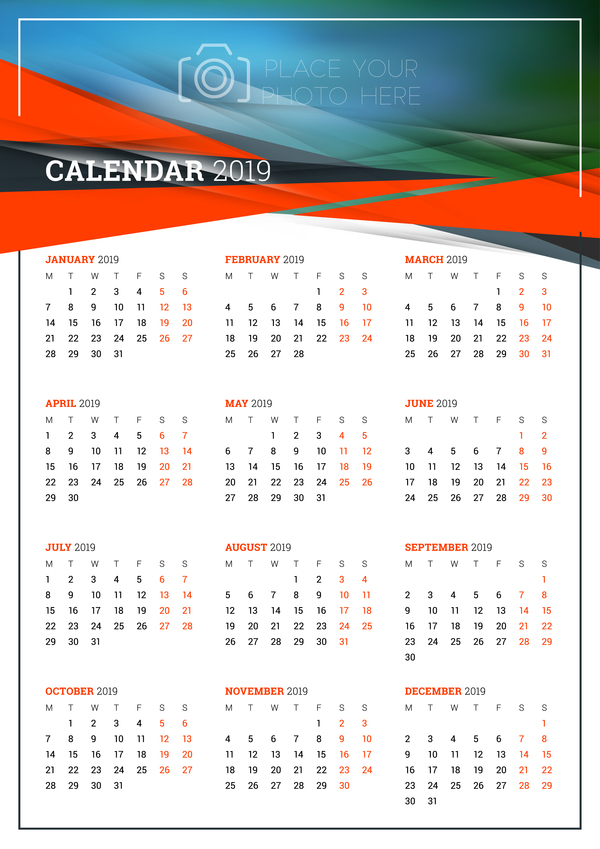 Simple 2018 calendar template vector 02  