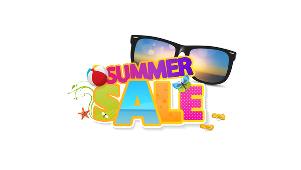 Summer sale logo with sunglasses vector 01  