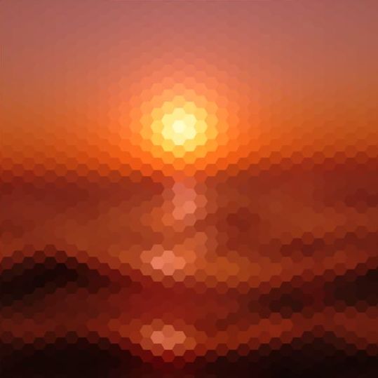 Solnedgång med geometriska former suddig bakgrund vektor 06  