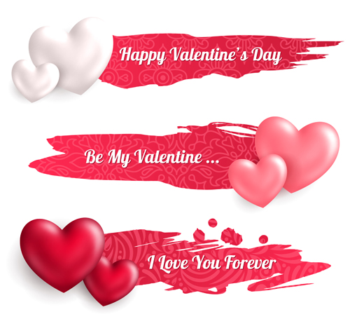 Valentines day banners with heart vector 01  