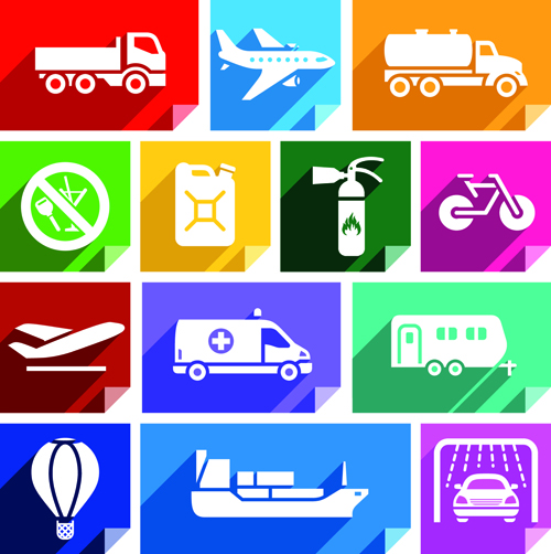 Various transport icons set vector 06  