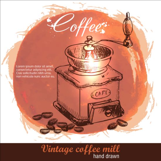 Vintage coffee poster heand drawn vector 04  