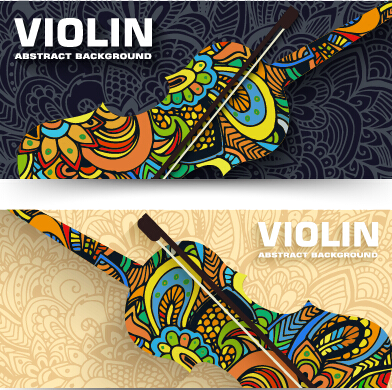 Violin abstract banner vector  