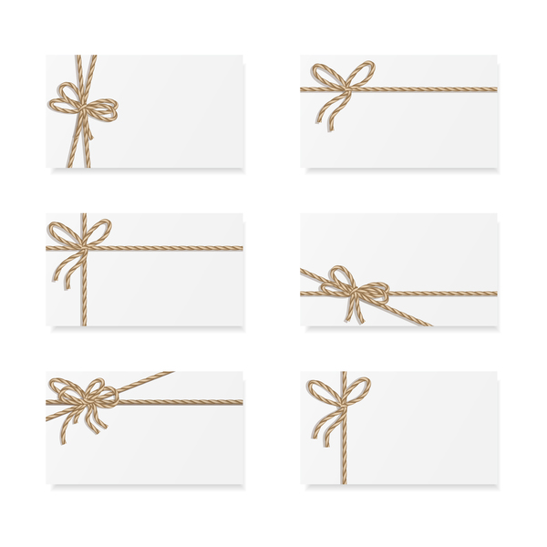 White card with rope bow vector 04  