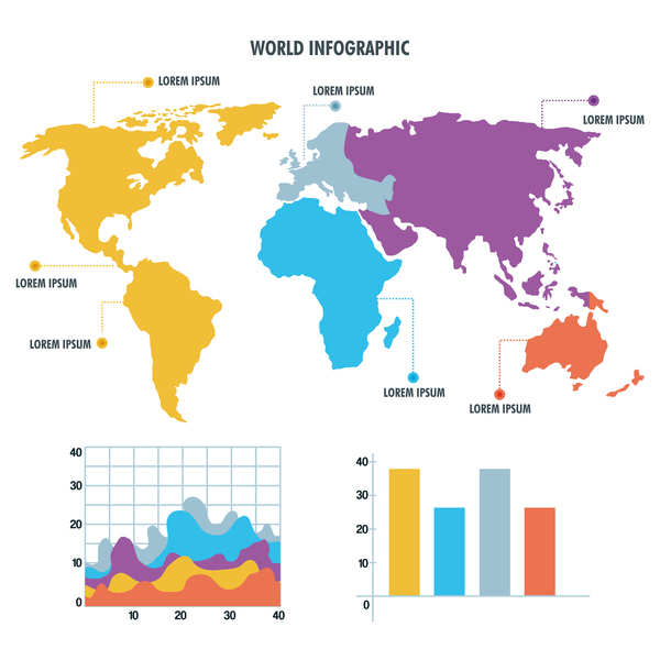 Matériel de vecteur modèle infographique mondiale 02  