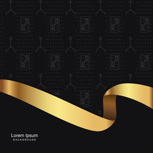 black seamless pattern with gold background vector 12  