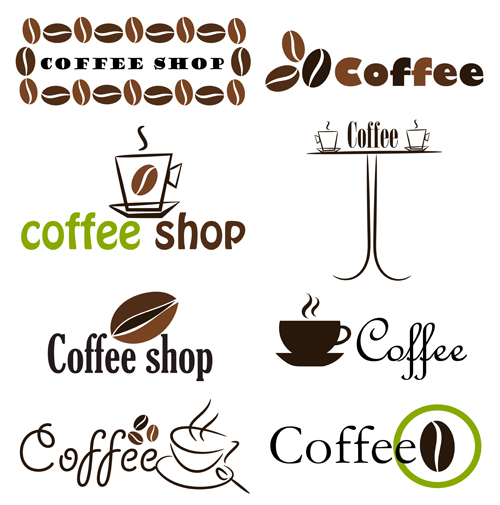 Set of Coffee logo design elements mix vector 01  
