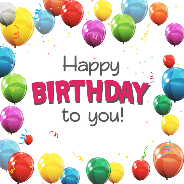 happy birthday card with colored balloons vector material 02  