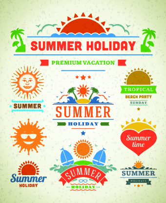 Logo and label for Summer holidays vector 01  