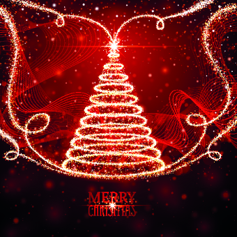 Red Christmas elements background vector set 02  