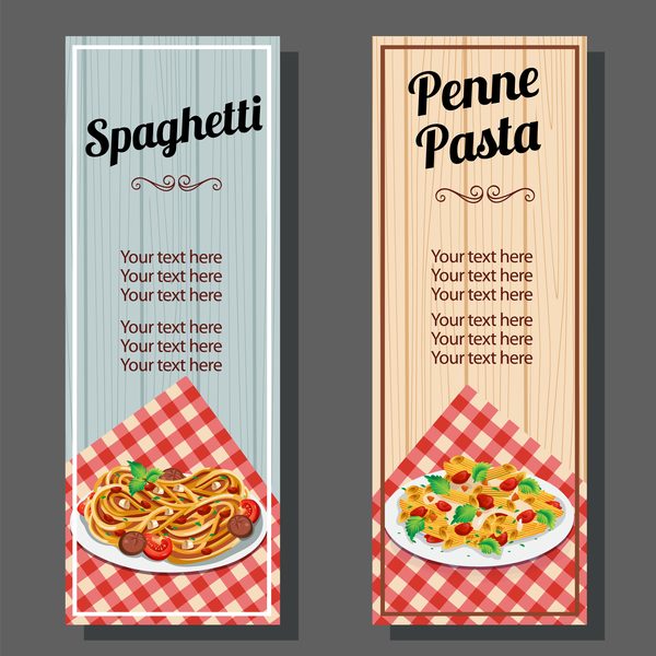 vecteur de bannière verticale spaghetti  