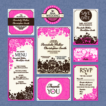 Wedding card vector template 04  