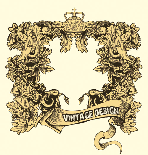 Ornate retro frame vector  