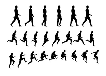 Character movement silhouette vector  