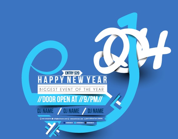 Creative 2014 design with New Year background vector 02  