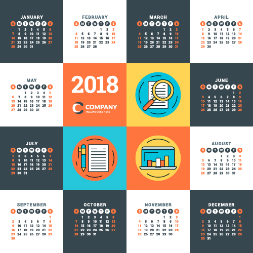 2018 ビジネス カレンダー テンプレート ベクトル 13  